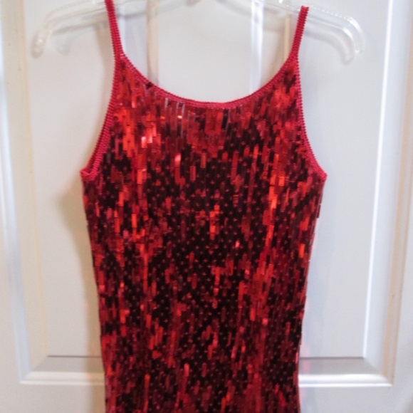 new RUBY CHO Red Sequins sexy blouse GREAT FOR CHRISTMAS Sz M - Picture 4 of 6